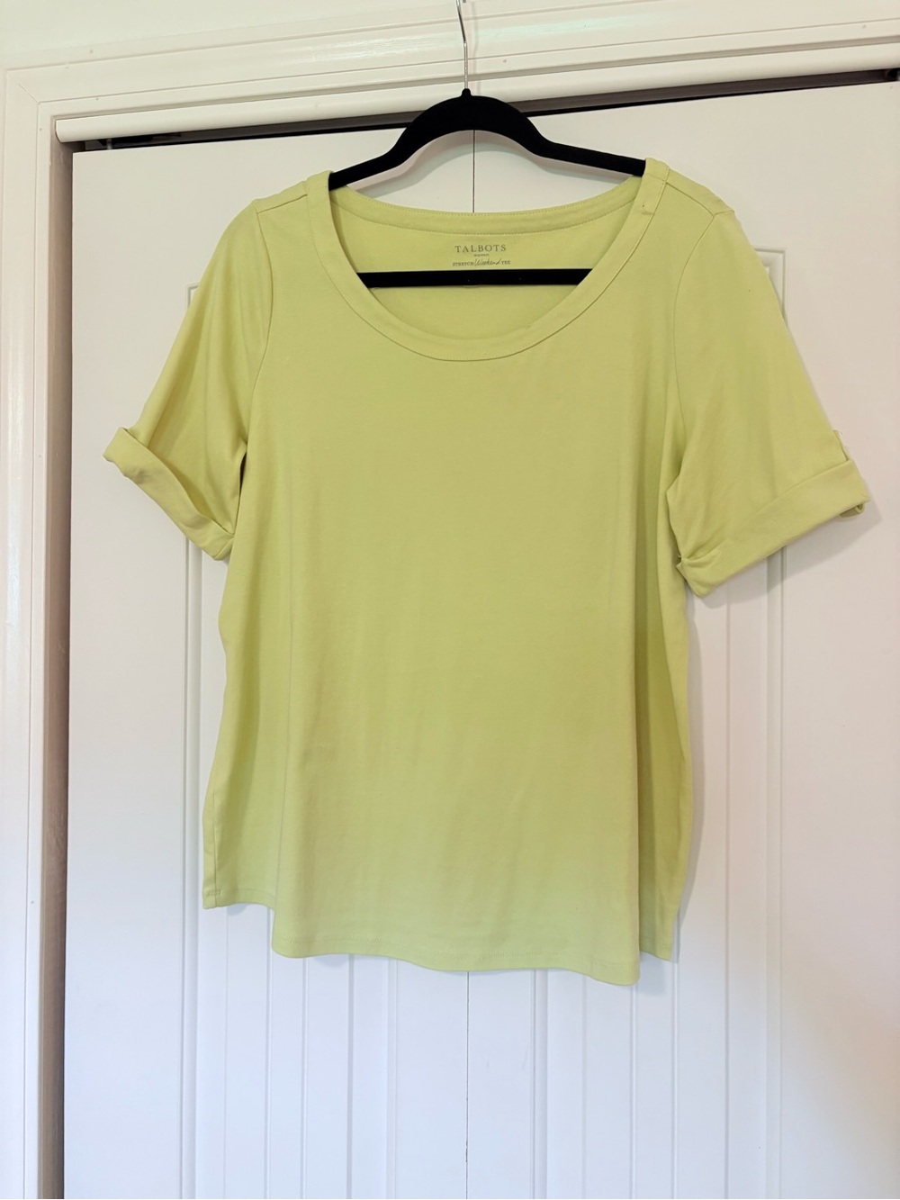 Talbots 1X Stretch Weekend Tee with Scoop Neck Top in Light Lime